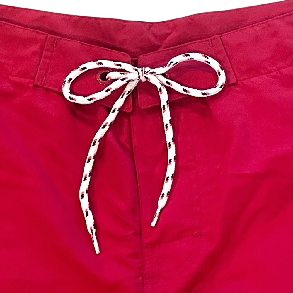 Adam Levine Mens Medium Swim Trunks Shorts Color Block Two Tone Red Pockets NEW